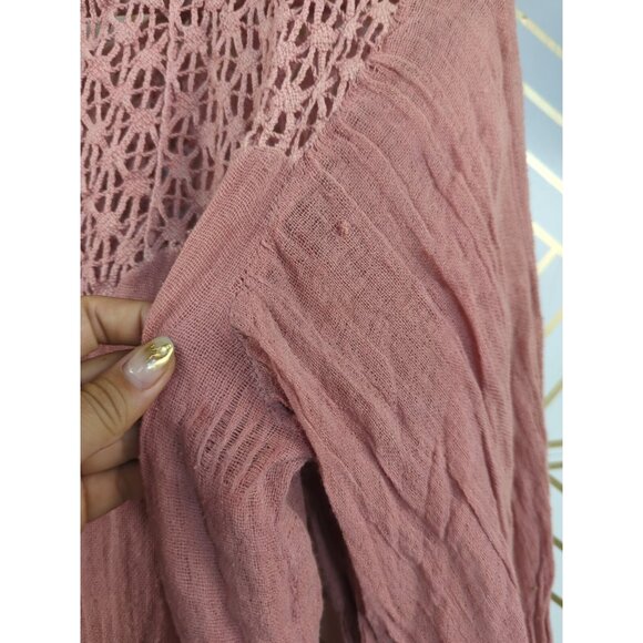 Jen's Pirate Booty Women's Gauze Romper Shorts Long Sleeve Pink Crotchet Size SM - Picture 8 of 13